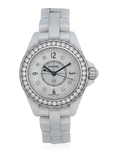 chanel white diamond watch|chanel white watch with diamonds.